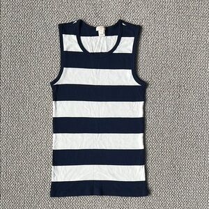 J.Crew Women Blue and White Stripe Cotton Tank Top